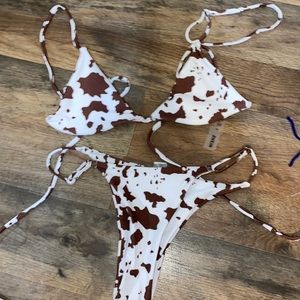 Shein cow print bikini set size small